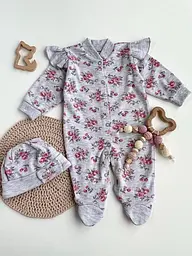 Дитячий чоловічок з відкритими ручками + шапочка "Rose" зріст 56 см Lari Сірий
