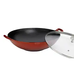 Вок чавунний з кришкою, червоний, Wok Kela Calido, 36 см, 4 л (11947) - мініатюра 2