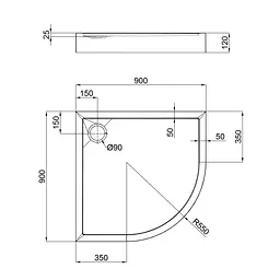 Душовий піддон Qtap Robin 309912C 90x90x12 см + сифон Білий - мініатюра 2