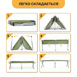 Армійська похідна розкладачка LEOBRO до 120кг Зелена (LB-MC-A1-AGR) - мініатюра 6