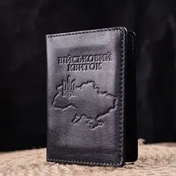 Обкладинка з глянсової шкіри на військовий квиток Карта Grande Pelle 16777 чорна - мініатюра 7