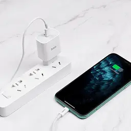 Мережевий зарядний пристрій 1Type-C Hoco C76A PD 20W White + Cable Type-C to Lightning - мініатюра 3