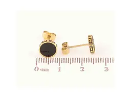 Сережки Xuping пусети TTM Stainless Steel 14K "Чорні кола з візерунком" ø8мм (340092) 1,4см - мініатюра 2