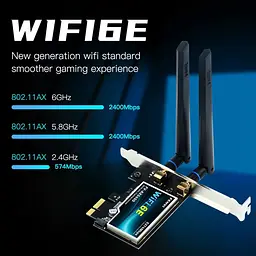 Мережева карта Fenvi FV-AX5400 Bluetooth 5.3 + Wi-Fi 2.4 / 5 / 6 GHz PCI-E з антенами (18842) - мініатюра 3