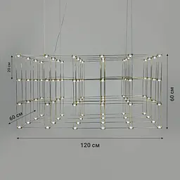Золота геометрична люстра у формі паралелепіпеда 120*60*60 см | Арт. MJ 199-1200*600*600 Titanium | Line F - мініатюра 7