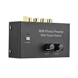 M/M Phono Preamp з перемикачем живлення Ультракомпактний попередній підсилювач з регулятором рівня та гучності вхід RCA - мініатюра 3