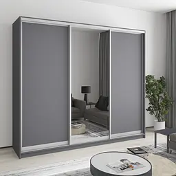 Шафа-купе тридверна MebelStar Уні AL 2ДСП/Дзеркало 240x60x210 см Антрацит (MBS-3080)