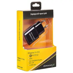 Зарядний пристрій Grand-X CH-550BM (Quick Charg QC3.0 Grand-X 3.6V-12V, 3A-1.5A + DC c (CH-550BM) - мініатюра 4