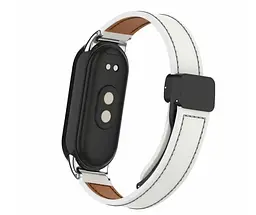 Шкіряний ремінець для XiaomiBand 8 Білий - мініатюра 2