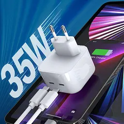 Адаптер живлення Зарядний пристрій XO L102 35 W 2 порти type-C - мініатюра 5