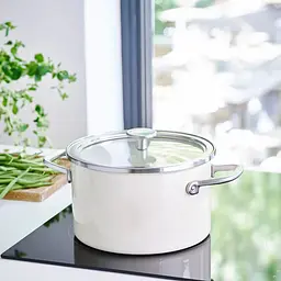 Каструля з кришкою KitchenAid Steel Core CC003269-001 24 см 6 л кремова - мініатюра 5