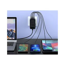 Зарядний пристрій Choetech 4xUSB 100 Вт PD (2xUSB-C + 2xUSB-A), модель Diamond, чорний (PD6028-BK) - мініатюра 5