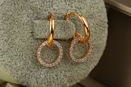Сережки Xuping Jewelry тонке кільце в кільці 2.2 см золотисті