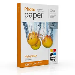 Фотопапір ColorWay глянцевий 260г/м² A4 100 аркушів (PG260100A4)