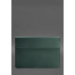 Шкіряний чохол-конверт BlankNote Crazy Horse на магнітах для MacBook 13 Зелений - мініатюра 5