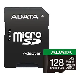 Карта пам'яті ADATA 128GB microSD class 10 UHS-I U3 V30 A2 Speed Plus (UD128GUI3V30A2SP-RA1) - мініатюра 1