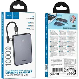 Зовнішній акумулятор Hoco J170 Starlight 10000mAh 22.5W Metal Gray (6942007672696) [174709] - мініатюра 7
