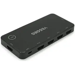 HDMI свіч Veggieg V-HD05 4kx2k, 5x1 портів, з USB-кабелем і пультом дистанційного керування, Black, Blister