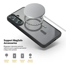 Чехол Samsung Galaxy S25 FE 5G, Unit MagSafe, черный, прозрачный, магсейф, противоударный, магнитный, панель-накладка с поддержкой MagSafe, с поддержкой беспроводной зарядки, TPU+PC, защита всего корпуса, ударопрочный, ArmorStandart (ARM89156) - мініатюра 4