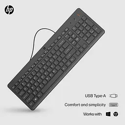 Клавіатура мембранна 150, 104key, USB-A, EN/RU, чорний HP teh0013844 - мініатюра 7
