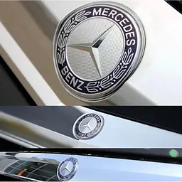 Емблема капота Mercedes-Benz хром+синій d=40мм вигнута! (на 3 напрямних) OEM A2218170016 - мініатюра 2
