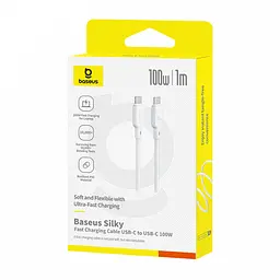 Кабель Baseus Silky Series Fast Charging Cable Type-C to Type-C 100W 1m White - мініатюра 2