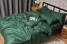 Комплект постільної білизни Moon&Star Satin Stripe Stripe Verdant полуторний 143х210 наволочки 4х50х70 - мініатюра 6