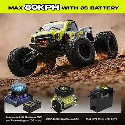 Машинка на радіокеруванні AMORIL 1/10 RTR Безщіткові швидкі RC автомобілі для дорослих, максимум 50 миль на годину Б/в - мініатюра 9