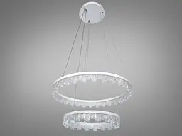 Стильна підвісна LED-люстра для залу Diasha MD78201/600+400WH, біла, 2 кільця, 82 W, акриловий декор - мініатюра 2
