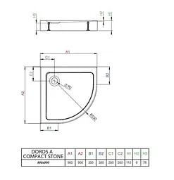 Душовий піддон Radaway Doros A Compact STONE під камінь 90x90 SDRA9090-05-04S - мініатюра 2