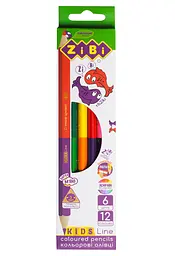 Олівці кольорові Double, 6 шт. (12 кольорів), KIDS LINE ZB.2462 ZiBi (4823078932402)