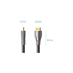 Кабель мультимедійний HDMI M to HDMI M 0.5m V2.0 4K60Hz braided zinc alloy black Vention (ALMBD) - мініатюра 2