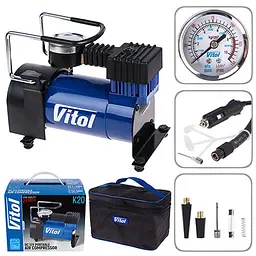 Автомобільний компресор Vitol 100psi 12Amp 35л R13-15 прикурювач (K-20)
