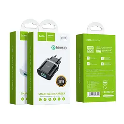 Зарядний пристрій Hoco C12Q USB QC 18W чорний - мініатюра 4