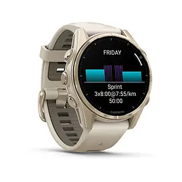 Смарт-часи Garmin Fenix 8 43 мм AMOLED Сапфір Туманно-сірий/М'яке золото з силіконовим ремінцем QuickFit 20 мм - мініатюра 3