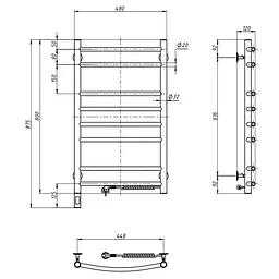 Електрична рушникосушка Navin Камелія 480x800 Sensor права бронза 10-012033-4860, Бронза, Праве, Електронний - мініатюра 4