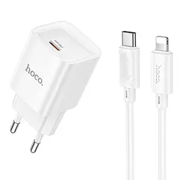 МЗП Hoco C146A Charm PD20W (1USB-C) + кабель Type-C to Lightning White