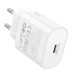 Зарядний пристрій Borofone BA82A 1USB-C PD/QC 25W 5V/3A 100-240V AC 50/60Hz 0.6A White (34482_3341411) - мініатюра 6
