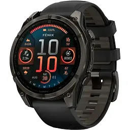 Смарт-годинник Garmin Fenix 8 47mm Solar Sapphire Carbon Gray DLC Titanium w. Black/Pebble Gray S. Band (010-02906-10)