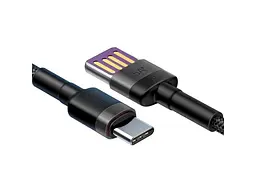 Кабель USB Type-C BASEUS Cafule HW Quick Charging Data cable For Type-C 40W 1m Gray Black (CATKLF-PG1) - мініатюра 2