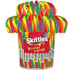 Льодяник-тростина Skittles Candy Canes 5 смаків у кожній цукерці 28 г - мініатюра 5