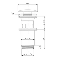 Донний клапан для раковини Zerix BV-01 з переливом автоматичний Click-Clack 1 1/4″ ZX6017 - мініатюра 6