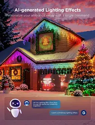Різдвяні вогні Govee Christmas Lights 2, святкова гірлянда RGBWIC 99 футів на 300 світлодіодів з функцією відображення форми - мініатюра 3