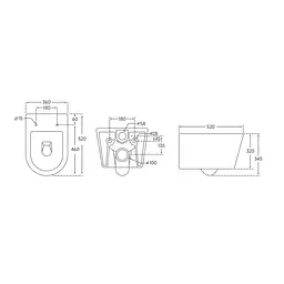 Унітаз підвісний Mixxus Ellipse-0306-R 520x360x365 мм, Rimless MI6708, Білий - мініатюра 3