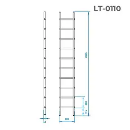 Сходи приставні алюмінієві Intertool висота 2840 мм х 10 ступенів LT-0110 - мініатюра 2