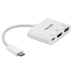 Док-станція USB3.1 Type-C - HDMI/USB 3.0/PD 60W 4-in-1 White Manhattan (152945) - мініатюра 3