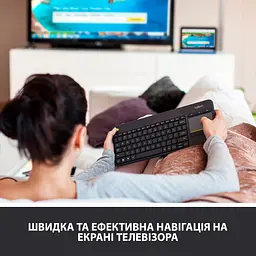 Клавіатура Logitech K400 Plus Touch Wireless Black UA (920-007145) [81156] - мініатюра 4