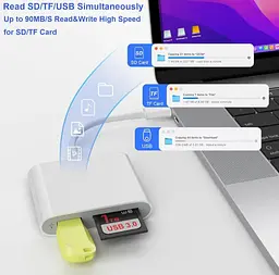 Універсальний кардридер 3-в-1 (SD/TF/CF) з Type-C і USB-портами, OTG-адаптер для телефонів, ноутбуків та ін. - мініатюра 4