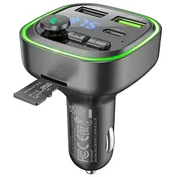 АЗП FM модулятор Borofone BC48 Broad 18W+QC3.0 (2USB-A/1C) Black - мініатюра 2