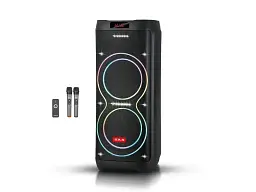 Акустична переносна колонка ZXX-5560 2x10" TWS/FM/USB/TF/BT/REC/LED/2MIC/ДУ 100Вт бездротова колонка - мініатюра 5